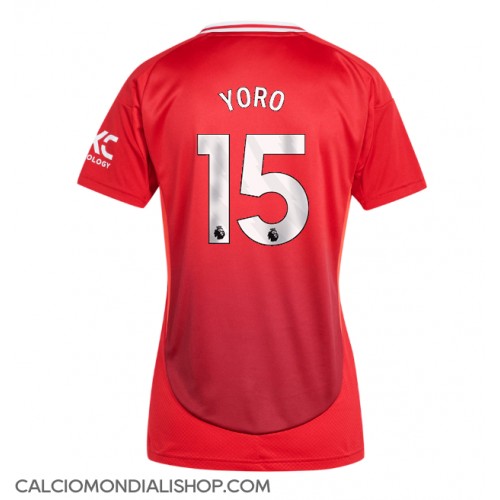 Maglie da calcio Manchester United Leny Yoro #15 Prima Maglia Femminile 2024-25 Manica Corta